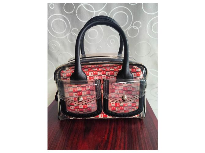Bally Savanna Bolsa em PVC transparente e couro Marrom Preto Branco Vermelho - vista 12