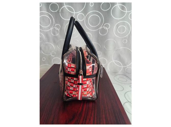 Bally Savanna Bolsa em PVC transparente e couro Marrom Preto Branco Vermelho - vista 13