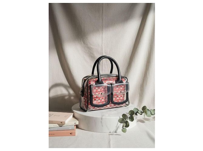 Bally Savanna Bolsa em PVC transparente e couro Marrom Preto Branco Vermelho - vista 2