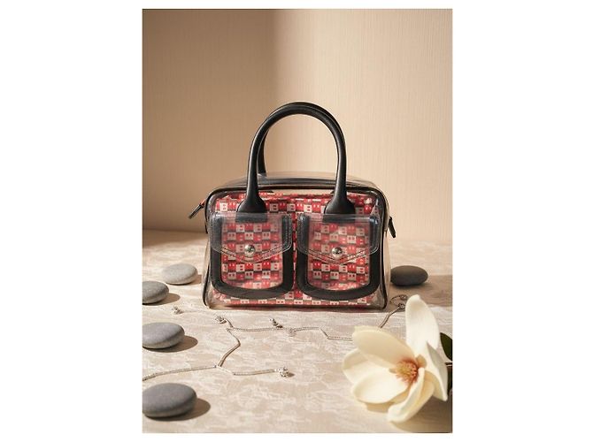 Bally Savanna Bolsa em PVC transparente e couro Marrom Preto Branco Vermelho - vista 4