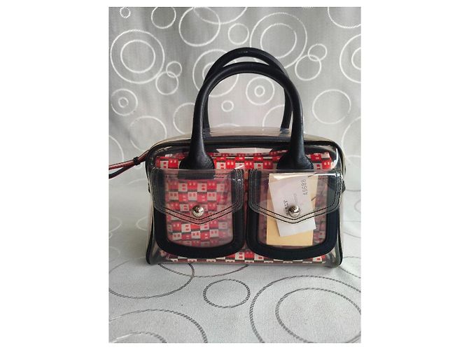 Bally Savanna Bolsa em PVC transparente e couro Marrom Preto Branco Vermelho - vista 6