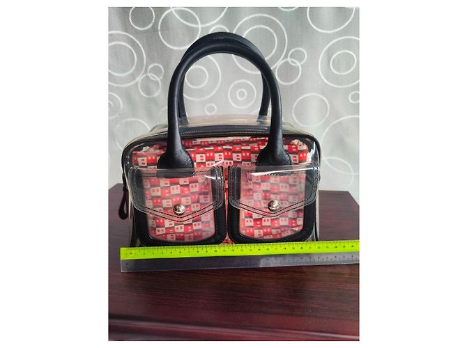 Bally Savanna Bolsa em PVC transparente e couro Marrom Preto Branco Vermelho - vista 8