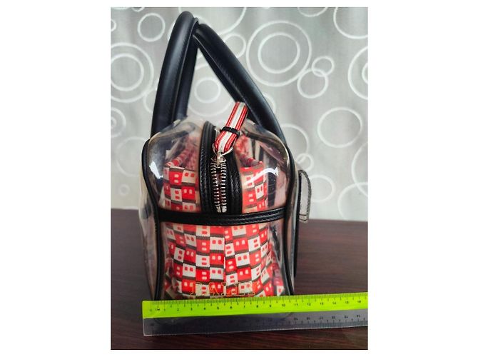 Bally Savanna Bolsa em PVC transparente e couro Marrom Preto Branco Vermelho - vista 9