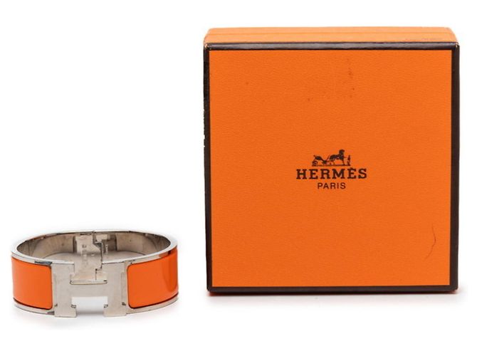 Hermès Bracciale Charm Hermes Clic Clac H PM Argento Arancione - vista 6