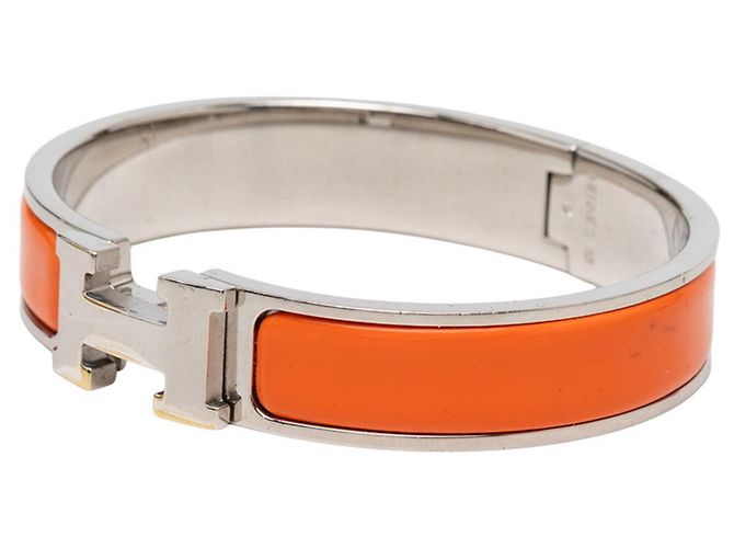 Hermès Bracciale Click H PM Hermes Argento Arancione - vista 2