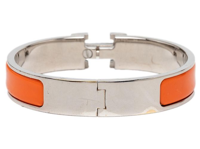 Hermès Bracciale Click H PM Hermes Argento Arancione - vista 3