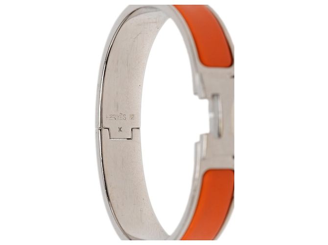 Hermès Bracciale Click H PM Hermes Argento Arancione - vista 5