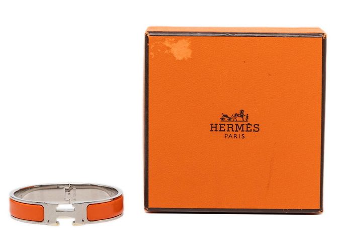 Hermès Bracciale Click H PM Hermes Argento Arancione - vista 6