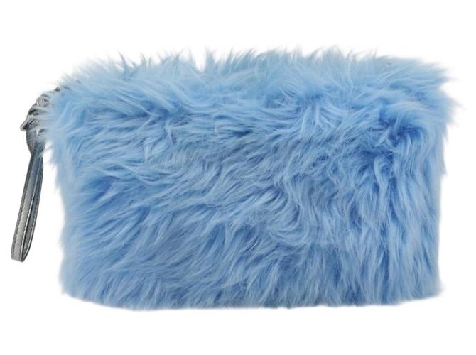 Clutch Prada Faux Fur Oversized Blu - vista 2