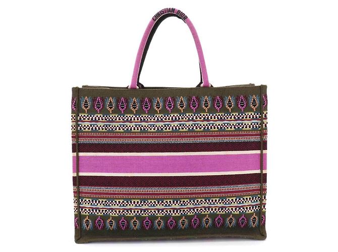 Borsa Christian Dior Book Tote Large Multicolore Cachi - vista 2