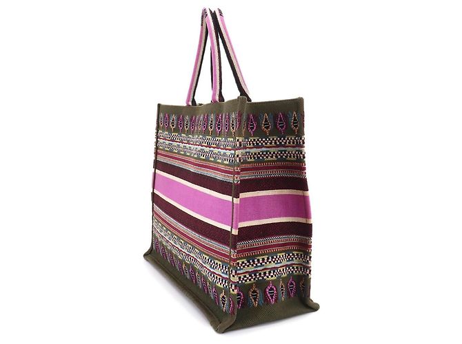 Borsa Christian Dior Book Tote Large Multicolore Cachi - vista 3