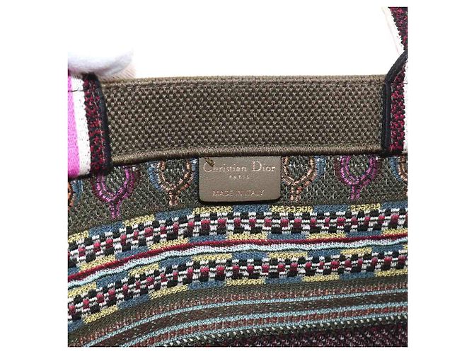 Borsa Christian Dior Book Tote Large Multicolore Cachi - vista 7