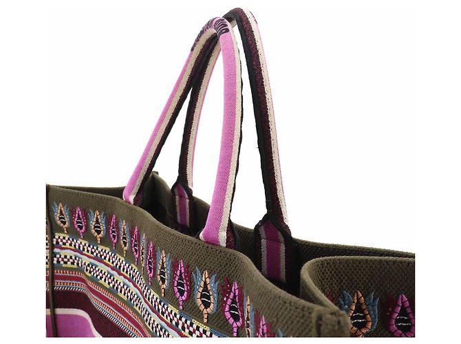 Borsa Christian Dior Book Tote Large Multicolore Cachi - vista 8