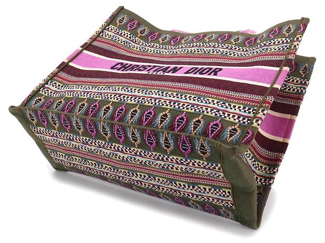 Borsa Christian Dior Book Tote Large Multicolore Cachi - vista 9