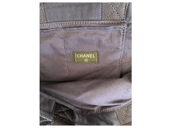 Chanel Borsa Tote in Spugna Blu Navy Monogramma CC Blu scuro - vista 4