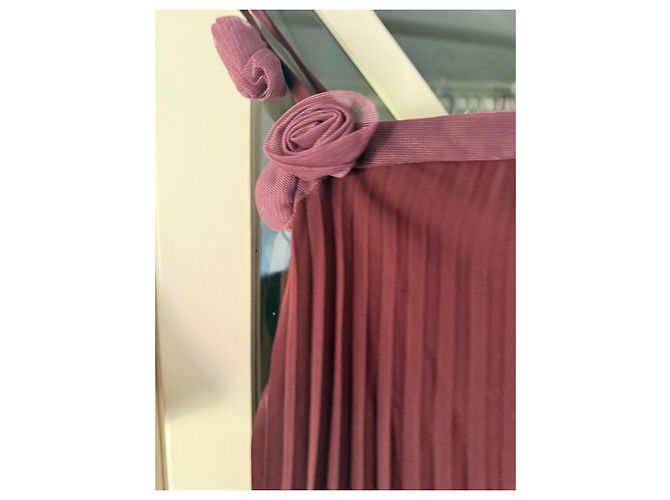Christian Dior burgunderrotes plissiertes Seidenmaxikleid Bordeaux - Ansicht 2
