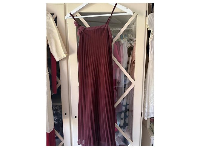 Christian Dior burgunderrotes plissiertes Seidenmaxikleid Bordeaux - Ansicht 3