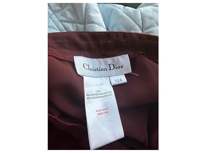 Christian Dior burgunderrotes plissiertes Seidenmaxikleid Bordeaux - Ansicht 7