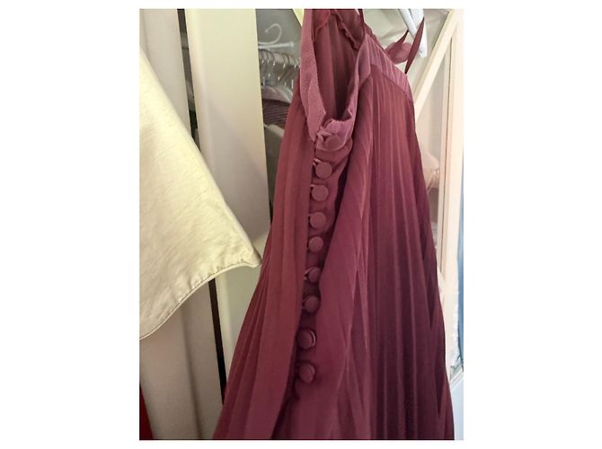Christian Dior burgunderrotes plissiertes Seidenmaxikleid Bordeaux - Ansicht 8