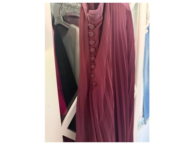 Christian Dior burgunderrotes plissiertes Seidenmaxikleid Bordeaux - Ansicht 9