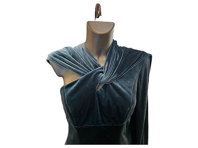 Thierry Mugler Mugler Green Cut Out Samtkleid - Ansicht 4