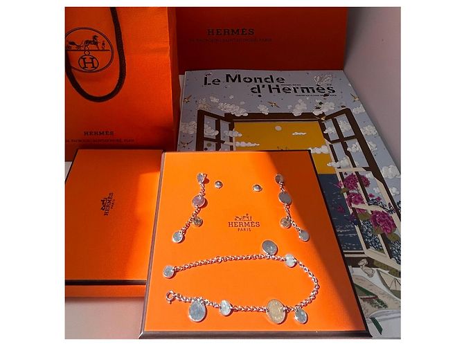 Hermès Ex-Libris Confettis Armband und Ohrringe Set Silber Pink - Ansicht 2