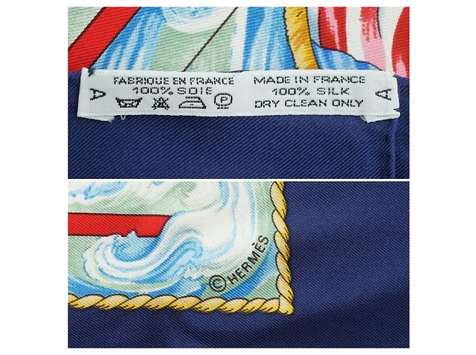 Sciarpa in seta vintage Hermès Blu Vive le Vent 1992 Toutsy Bourthoumieux - vista 6
