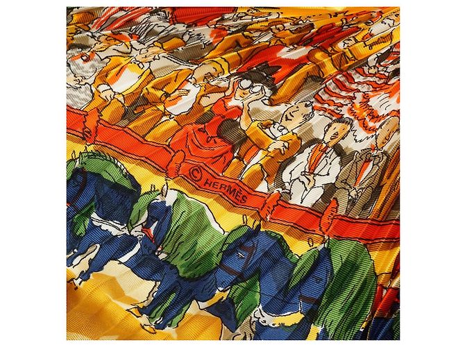 Silk In Hermès Hermes Carré 90 in seta plissettata Yellow Cirque Molier di Philippe Dumas Giallo - vista 4