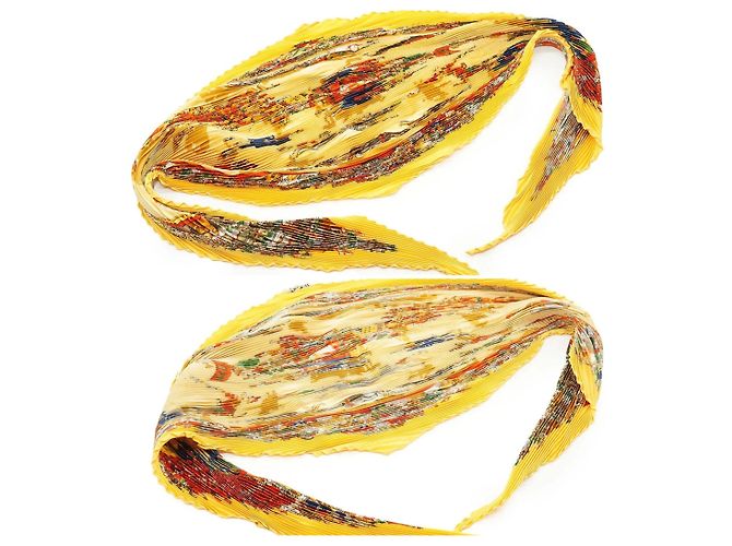 Silk In Hermès Hermes Carré 90 in seta plissettata Yellow Cirque Molier di Philippe Dumas Giallo - vista 5