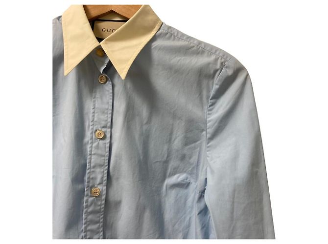 Camicia in popeline Gucci Blu Blu chiaro - vista 2