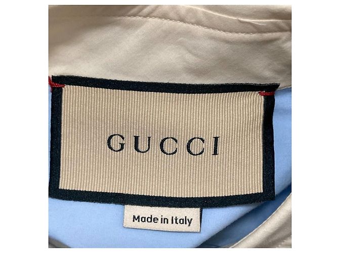 Camicia in popeline Gucci Blu Blu chiaro - vista 4