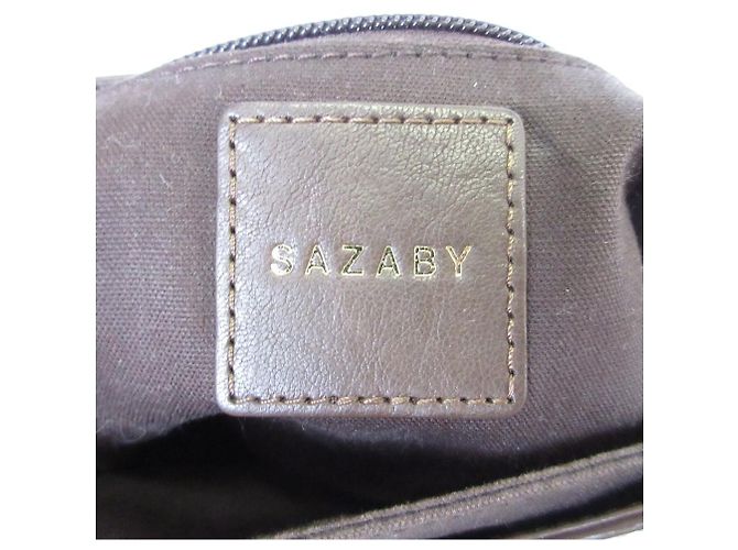 Autre Marque Leder-Schultertasche SAZABY LRA-02 Braun Weiß Beige - Ansicht 11