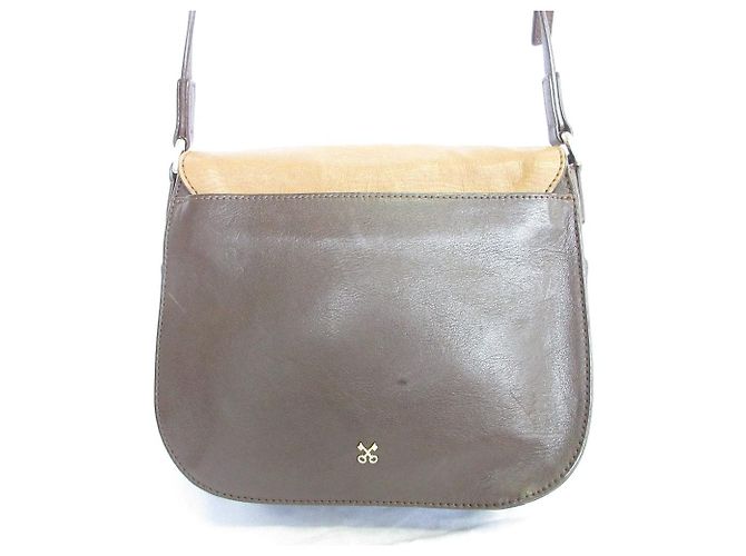 Autre Marque Leder-Schultertasche SAZABY LRA-02 Braun Weiß Beige - Ansicht 2