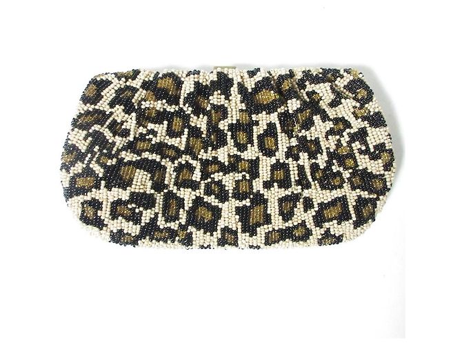 Autre Marque SANTI Leopard Beads Party Bag Beige - vista 2