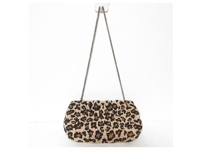 Autre Marque SANTI Leopard Beads Party Bag Beige - vista 3