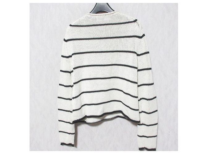 Autre Marque Massimo Dutti Grobstrick-Pullover mit Streifen Schwarz Aus weiß - Ansicht 2
