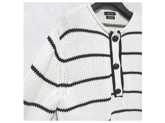 Autre Marque Massimo Dutti Grobstrick-Pullover mit Streifen Schwarz Aus weiß - Ansicht 3