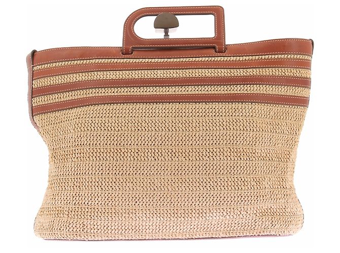 Delvaux Tote "D to D" in rafia Beige - vista 2