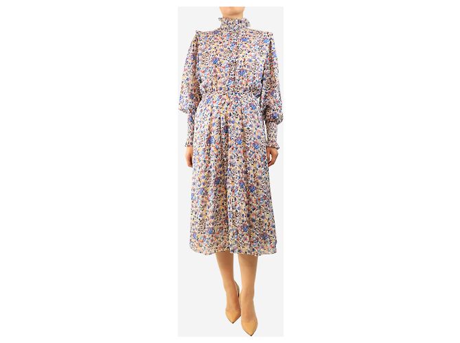 Isabel Marant Vestido midi de flores azul y blanco - talla UK 12 - vista 3