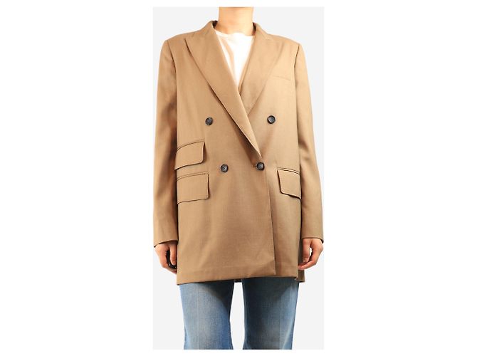 Max Mara Hellbrauner zweireihiger leichter Blazer - Größe UK 14 - Ansicht 3