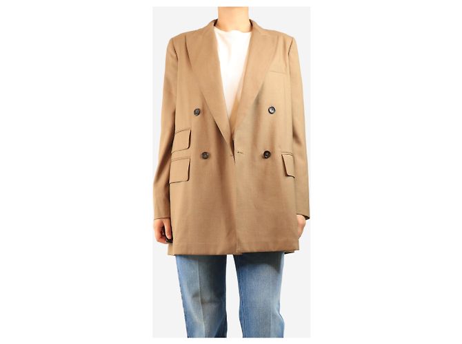 Max Mara Hellbrauner zweireihiger leichter Blazer - Größe UK 14 - Ansicht 4
