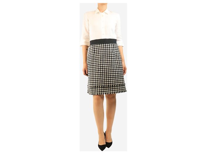Dolce & Gabbana Falda de pata de gallo en blanco y negro - talla UK 12 - vista 2