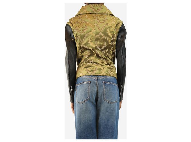 Junya Watanabe Jacquard-Kunstlederjacke in Schwarz und Grün - Größe XS - Ansicht 2