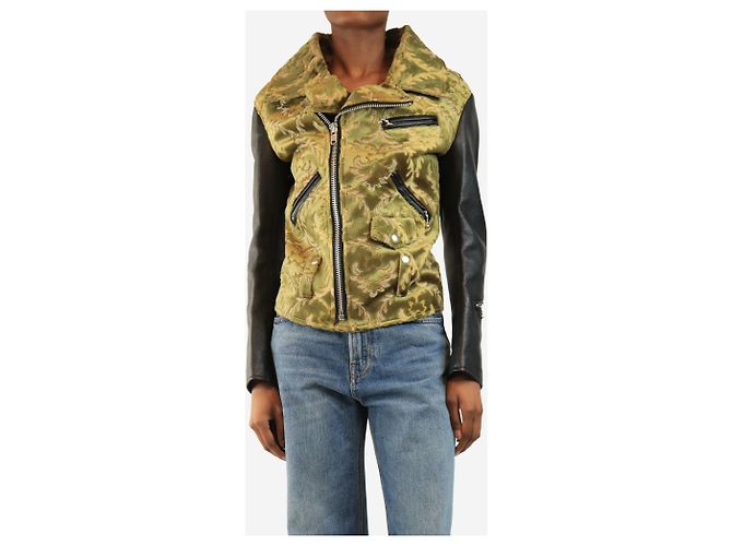 Junya Watanabe Jacquard-Kunstlederjacke in Schwarz und Grün - Größe XS - Ansicht 3