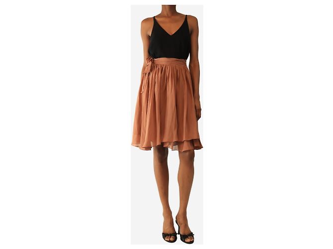 Chloé Mini-jupe portefeuille en soie rose brûlé - taille UK 8 - vue 2
