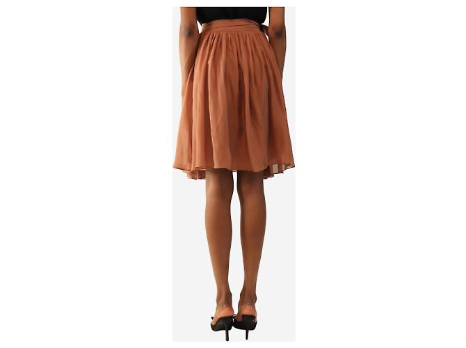 Chloé Mini-jupe portefeuille en soie rose brûlé - taille UK 8 - vue 3