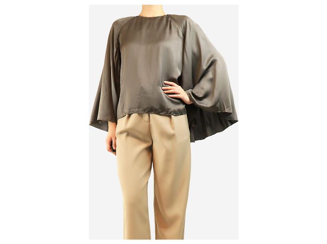 Lanvin Graue Seiden-Cape-Bluse - Größe UK 8 - Ansicht 4