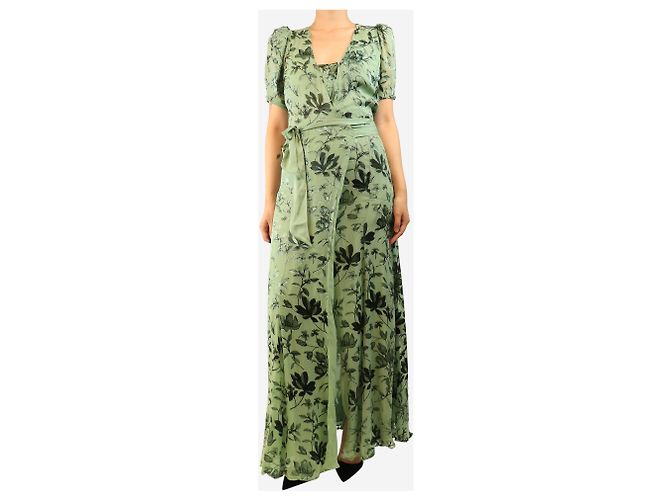 Alice + Olivia Maxikleid mit Blumenmuster in Grün - Größe UK 10 - Ansicht 3