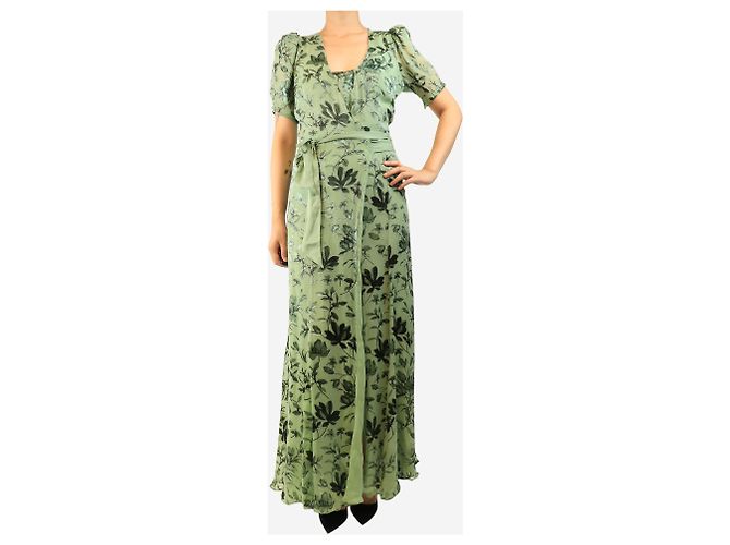 Alice + Olivia Maxikleid mit Blumenmuster in Grün - Größe UK 10 - Ansicht 4