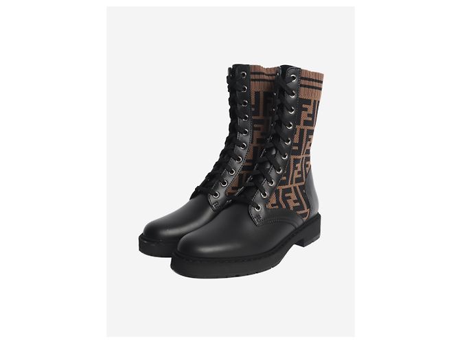 Fendi Botas con estampado Zucca negro y marrón - talla EU 36.5 (UK 3.5) - vista 2